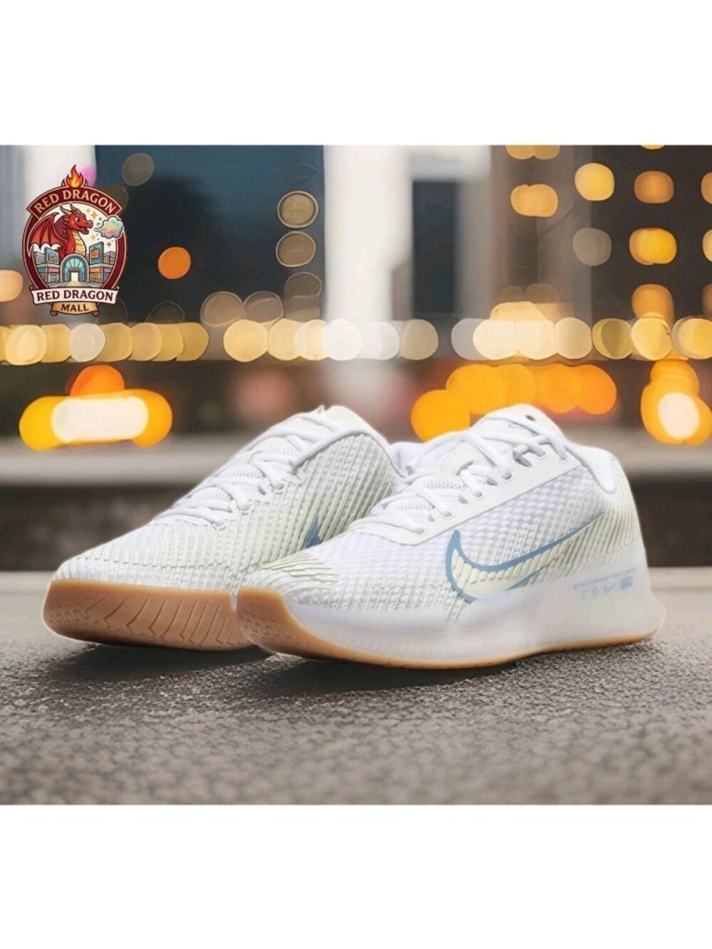 Nike Court Air Zoom Vapor 11 HC White Light Blue DR6965-105 - Women's Size 9